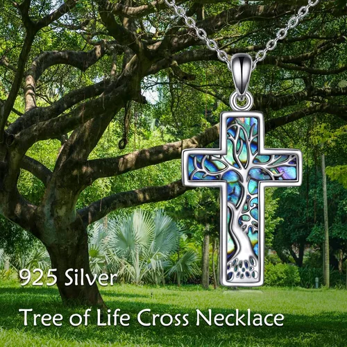 Miniatura 18 de YFN Collar de cruz de plata de ley 925 con nudo celta cruz infinito corazón amor colgante collar de 18 pulgadas