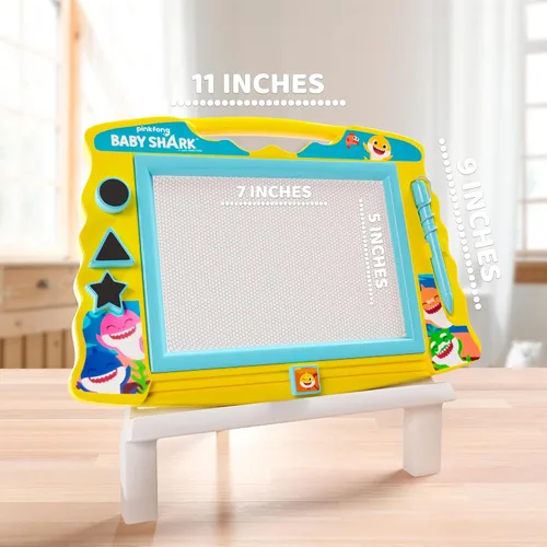 Miniatura 2 de Lollipop Baby Shark - Pizarra de dibujo magnética con lápiz capacitivo y 3 sellos, para niños o niñas (azul).