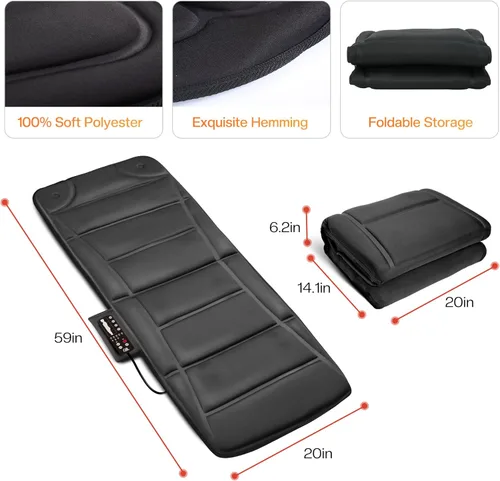 Miniatura 8 de CILI Alfombrilla de masaje de cuerpo completo, almohadilla para silla masajeadora, 10 motores de vibración y 5 modos de masaje, masajeador