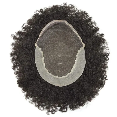 Miniatura 4 de LYRICAL HAIR Afro Kinky Curly Toupee – Cabello humano brasileño para hombre Toupee HD encaje frontal – Afro Americano Hombres Afro Ondulado Sistema