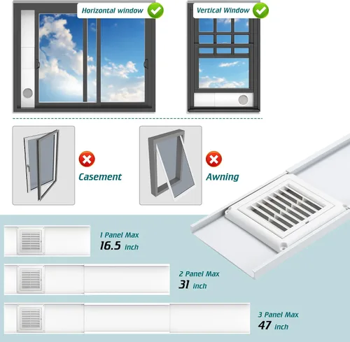 Miniatura 3 de Daisypower Kit de ventana de ventilación para secadora, kit de ventilación de ventana ajustable de 4 pulgadas con cubierta de ventilación