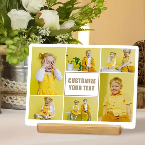Miniatura 4 de Impresión de fotos de metal personalizada, soporte de bambú, marco de fotos personalizado, transferencia térmica HD, impermeable, varios tamaños