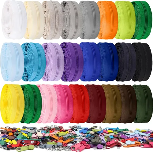 Miniatura 43 de DOITEM 31 yardas, 10 unidades de cremalleras de costura #3, cremalleras de bobina de nailon surtidos para coser con 40 deslizadores de cremallera