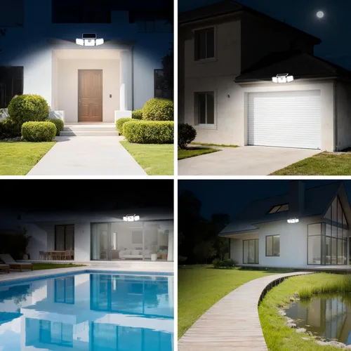 Miniatura 8 de INCX 156 luces LED solares de movimiento para exteriores, paquete de 2, 3 cabezales de luces solares de seguridad con sensor de movimiento IP65