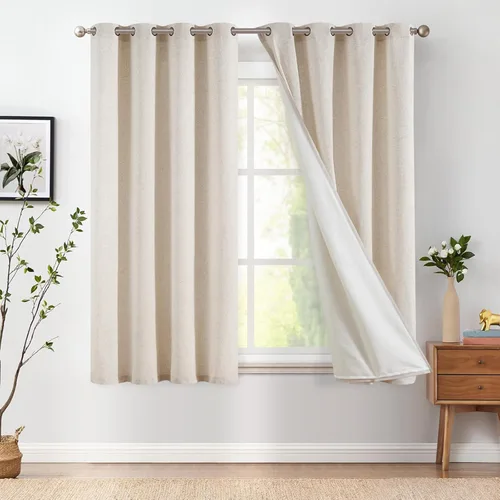 Miniatura 16 de jinchan Cortinas de 108 pulgadas Mezcla de Lino de Lino Semi Transparentes Filtrado de Luz y Resplandor Cortinas Extra Largas para Sala de Estar