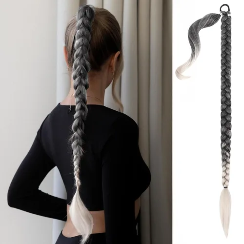 Miniatura 28 de Mebeli Extensiones de cola de caballo trenzadas, extensiones trenzadas, extensiones de cola de caballo largas trenzadas, extensiones de cola de #2