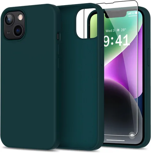 Miniatura 45 de bemal Funda para iPhone 14 Pro con protector de pantalla, silicona líquida de ajuste delgado, forro de microfibra suave, diseñada para mujeres