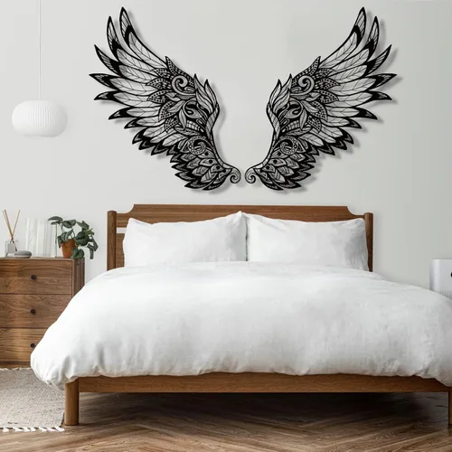 Decoración de pared de alas de ángel de metal, decoración de pared de alas de ángel grandes, ángel de la guarda, escultura de pared de ángel, alas