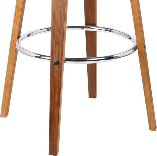 Miniatura 7 de Armen Living Harbor Mid Century Modern Taburete de bar de 26 pulgadas de altura del asiento sin espalda, giratorio, color crema y madera de nogal