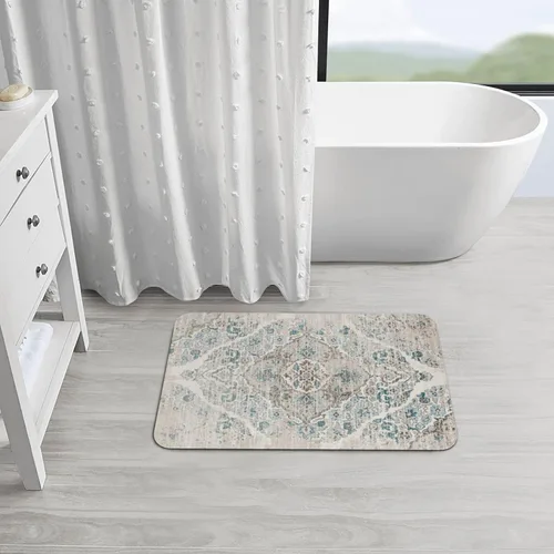 Miniatura 5 de Alfombra de baño para baño, patrón bohemio clásico, antideslizante, secado rápido, lavable a máquina, cómoda alfombra de baño para baño, bañera