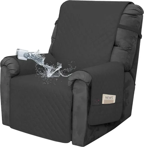 Miniatura 32 de Easy-Going Funda impermeable para sillón reclinable de gran tamaño con bolsillo, 1 funda de sofá reversible para sillón reclinable, protector