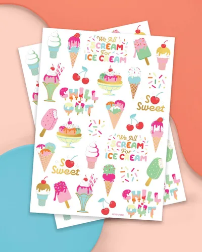 Miniatura 2 de xo, Fetti Tatuajes temporales para fiesta de cumpleaños de helados para niños, 56 estilos de purpurina Postre, suministros de fiesta de baby