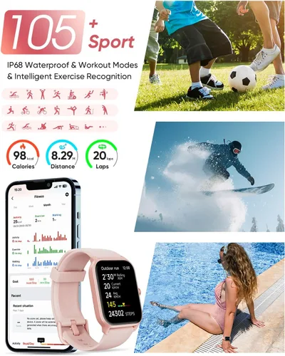 Miniatura 5 de Fitpolo Paquete de 2 relojes inteligentes para hombres y mujeres, Alexa integrado y llamadas Bluetooth (respuesta/hace), rastreador de actividad