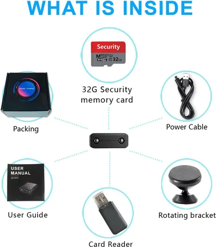 Miniatura 9 de 32G gratis: cámara inalámbrica más pequeña, detector de cámara WiFi espía HD1080P, cámara para mascotas, cámara de monitor de bebé para visión