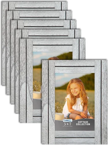 Miniatura 8 de Icona Bay Marcos de fotos de 5 x 7 pulgadas (blanco crema, paquete de 3), juego de marcos de fotos rústico, marcos de madera real natural, colección