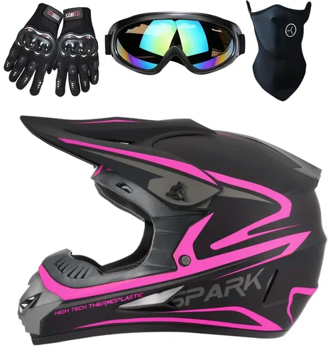 Miniatura 11 de Casco para niños y jóvenes para bicicleta de tierra, motocross, todoterreno, motocicleta, ATV, UTV, bicicleta de calle, Combo de guantes, gafas