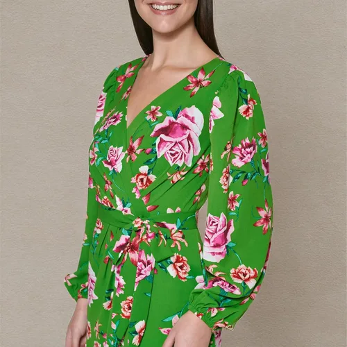 Miniatura 5 de Kensie Womens Balloon Sleeve Tie Waist Maxi Dress