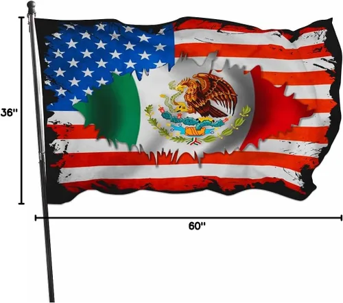 Miniatura 4 de Banderas de la amistad de México USA de 3 x 5 pies con ojales de latón para decoración del hogar de dormitorio, impresión de doble cara M1