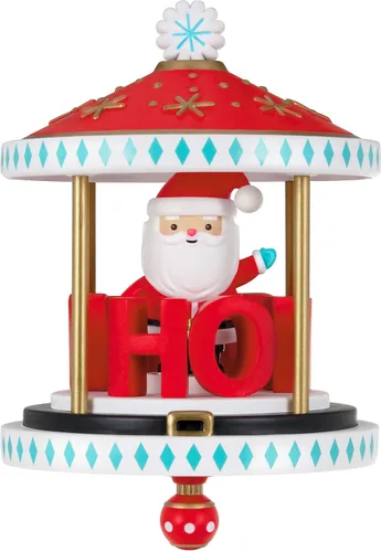 Hallmark Keepsake Adorno Navideño Colgante con Movimiento 2023, Santa-Go-Round, Carrusel Ho Ho Ho, Regalos para Coleccionistas de Santa