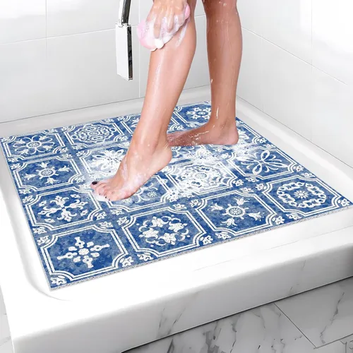 Miniatura 24 de Tapete de ducha antideslizante de 20 x 20 pulgadas, esponja de PVC para masaje, segura, antideslizante, cuadrado, tapete de baño de ducha suave