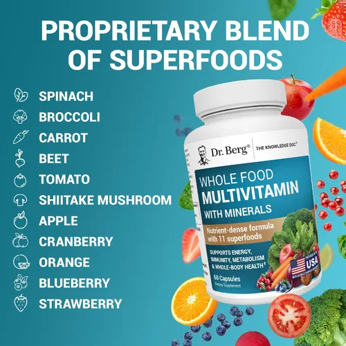 Miniatura 9 de Dr. Berg Multivitamínico integral con minerales - Multivitamínico diario para hombres y mujeres - Incluye mezcla de frutas y verduras integrales