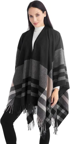Poncho chal para mujer, suéteres suaves y cálidos para mujer, parte delantera abierta, poncho de viaje para otoño, invierno y primavera