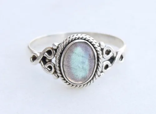 Miniatura 5 de Anillo de Piedra de Labradorita Plata de Ley 925 Anillo Declarativo Para Mujeres Hecho a Mano Piedra Preciosa Joyería de Navidad Regalo Para Ella
