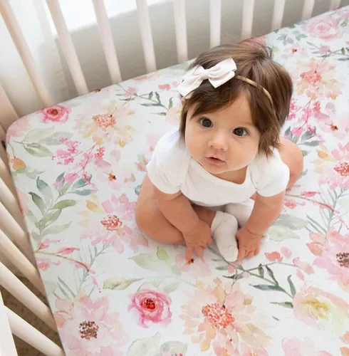 Sábanas para cuna para bebé niña | Ropa de cama floral ultrasuave para colchón de cuna y camas de niños pequeños – Sábana bajera ultra suave para