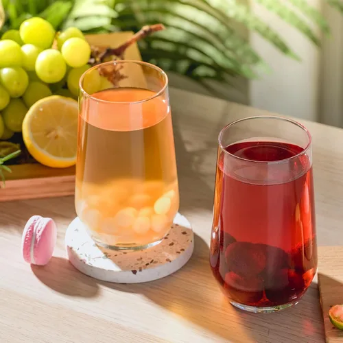 Miniatura 3 de Wlasss Juego de 4 vasos de vidrio transparente de 16.4 onzas, vasos de agua para cerveza, jugo, mojito, té helado, cristalería apta