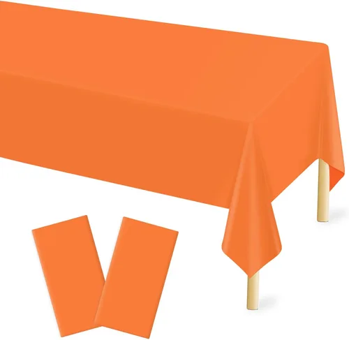 Miniatura 25 de Mulbozy 2 piezas de mantel de plástico negro para mesa rectangular, 54 × 108 pulgadas, fundas desechables de mesa para fiestas negras