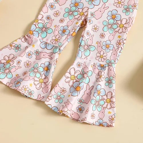 Miniatura 5 de YOKJZJD Traje de Pascua para bebé niña pequeña, sin mangas, overol de conejo, pantalones acampanados, leggings