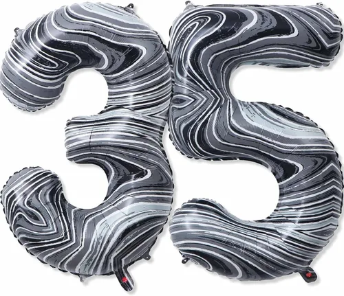 Miniatura 13 de Globos gigantes de papel de aluminio de mármol negro de 40 pulgadas, globos gigantes de helio del número 13 o 31 para decoraciones de cumpleaños