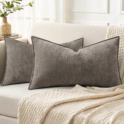 Miniatura 10 de decorUhome - Fundas de Cojín para Sofá 16x16 pulgadas Set de 2, Decorativas Suaves Euro Neutras de Felpilla con Diseño Elegante, Aqua Haze