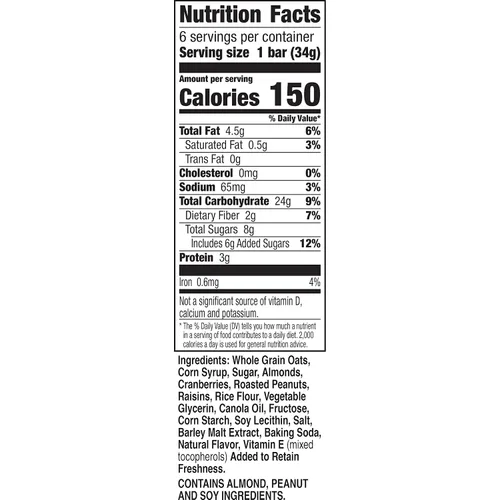 Miniatura 21 de Nature Valley Barras de granola masticables de frutas y nueces, nueces de chocolate negro, 6 barras, 7.4 onzas