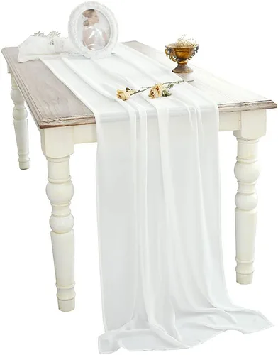 Camino de mesa de boda de gasa blanca de 27 x 216 pulgadas, extra largo de 18 pies, mantel blanco para mesa, decoración rústica de boda, despedida