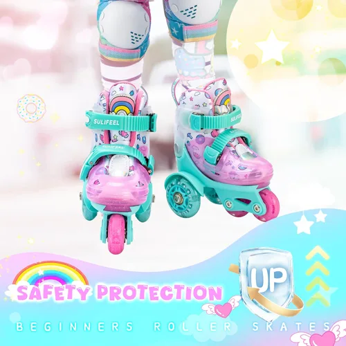 Miniatura 8 de SULIFEEL Patines de Ruedas Ajustables para Niñas Niños Infantiles, Ruedas Divertidas Iluminadas con Luz Flash de Tipo Equilibrio de Tres Puntos