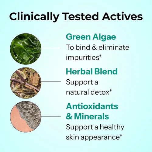 Miniatura 4 de HUM Daily Cleanse Suplementos para el acné para mujeres y hombres, limpieza digestiva suave para soporte de piel clara, zinc, espirulina, clorella