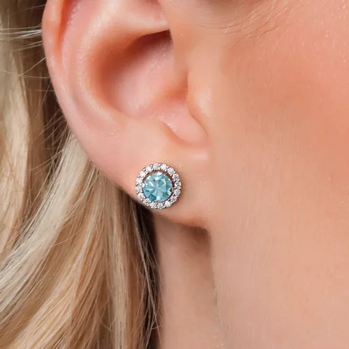 Miniatura 93 de Gem Stone King Aretes redondos de plata de ley 925 de 0.236 in con piedra natal extraíble para mujer