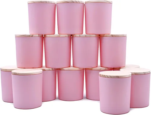 Miniatura 21 de SHOWIN Frascos de vela gruesos de 10 onzas para hacer velas 15 piezas, frascos vacíos con tapas de madera para hacer velas, contenedor de muestra