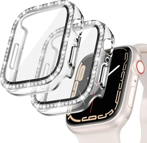 Miniatura 10 de Goton - Pack de 2 Fundas Bling para Apple Watch con Protector de Pantalla 40mm SE 3/2/1, Series 6/5/4, Funda con Purpurina para Mujer con Diamantes