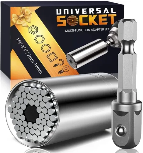 Regalos para el Día del Padre de parte de hija, hijo, esposa, herramientas de enchufe súper universales para hombres, juego de agarre con adaptador