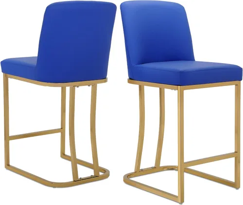 Miniatura 10 de Athena Collection Juego de 2 taburetes de bar tapizados de cuero de 23.5 pulgadas con respaldo y patas de metal, sillas de bar modernas para isla