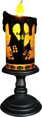 Miniatura 16 de Eldnacele Velas de Globo de Nieve de Halloween Lámpara Iluminada, Operada con Batería Vela Giratoria Espeluznante de Tornado de Agua Brillante Sin