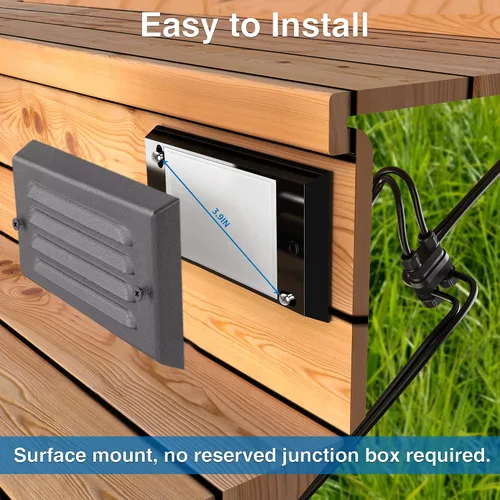 Miniatura 4 de SUNVIE Luces de paso de bajo voltaje, luces LED de escalera para exteriores de 5 W con placa frontal de rejilla horizontal para escalones
