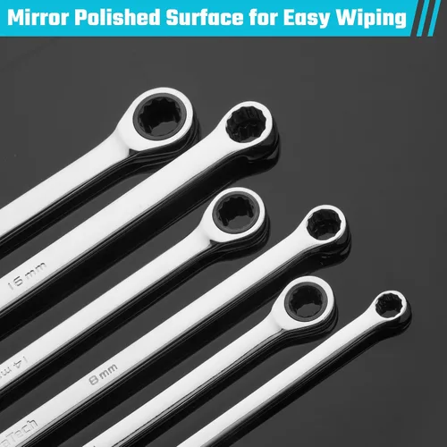 Miniatura 5 de DURATECH Llave de trinquete extra larga de 0.315 in, métrica, acero CR-V