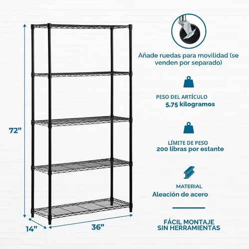 Miniatura 3 de Honey-Can-Do - Estantería ajustable de grado comercial