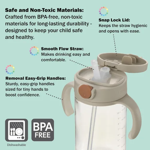 Miniatura 3 de Vaso para beber con popote de silicona y asas extraíbles, 10 onzas, fácil agarre para bebés y niños pequeños Honeydew
