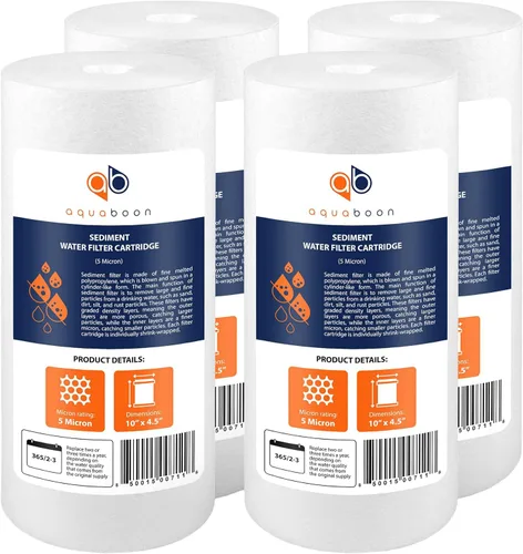 Aquaboon Cartucho de filtro de sedimentos para toda la casa de 5 micrones, 10 x 4.5 pulgadas, repuesto de filtro de agua de pozo, compatible con