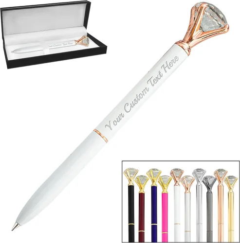Miniatura 14 de 1 bolígrafo de diamante con cristal, bolígrafos personalizados a granel con grabado sin nombre, bolígrafos de diamante personalizados, lápiz óptico