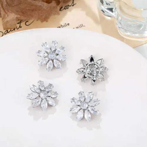 Miniatura 5 de 4 piezas de botones de diamantes de imitación plateados, adornos de cristal para ropa, joyería, decoración DIY para boda nupcial (Brillo blanco)